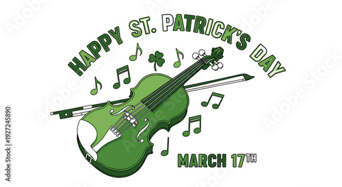 St patricks day celebration with musical instrument and festive design