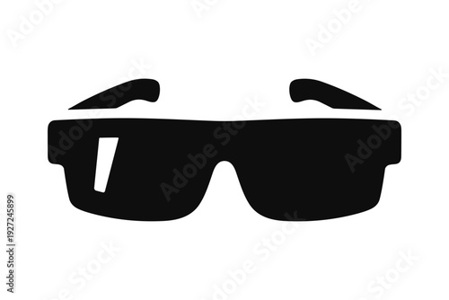 Protective safety glasses, eye protection, solid black icon set vector illustration