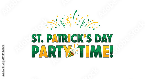 Festive st patricks day celebration with colorful text and decorations