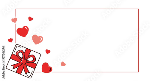 Valentines day gift box with hearts and ribbon