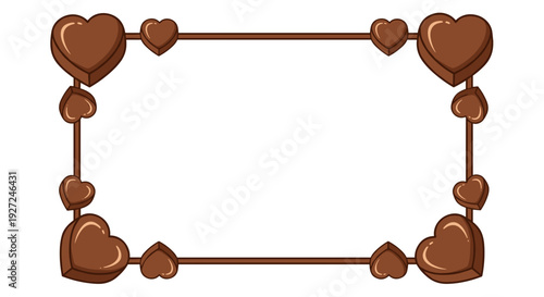 Decorative heart frame with small chocolate hearts for romantic design