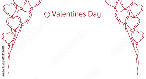 Valentines day greeting card with heart illustrations and text