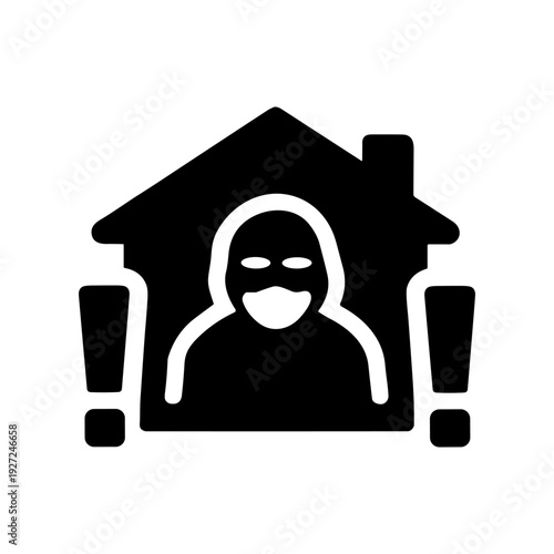 Home intruder alert, burglary, home security system, criminal activity vector illustration