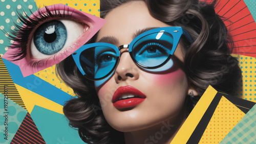 Retro collage of 80s and 90s pop culture and psychedelic patterns 
