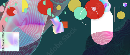 Futuristic gradients Maximalism 3D juicy summer abstract fluid creative banner, trendy bright neon colors with dynamic lines