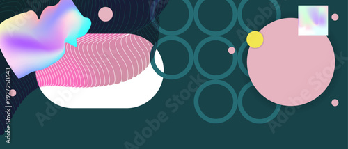 Futuristic gradients Maximalism 3D juicy summer abstract fluid creative banner, trendy bright neon colors with dynamic lines