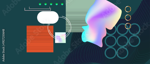 Futuristic gradients Maximalism 3D juicy summer abstract fluid creative banner, trendy bright neon colors with dynamic lines