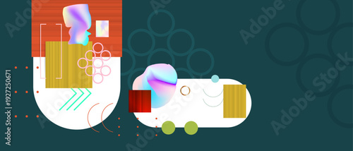 Futuristic gradients Maximalism 3D juicy summer abstract fluid creative banner, trendy bright neon colors with dynamic lines