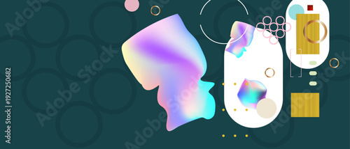 Futuristic gradients Maximalism 3D juicy summer abstract fluid creative banner, trendy bright neon colors with dynamic lines
