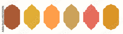 Vector Islamic arch shapes silhouettes frames in neutral colors for Ramadan backgrounds, labels and graphic design