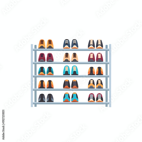 Vibrant Shoes on a Modern Metal Rack