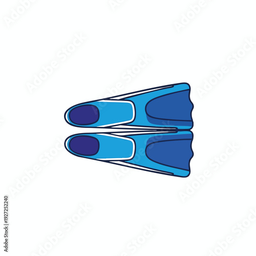Illustration of blue swimming flippers on white