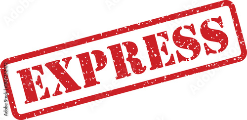 Bold red rubber stamp displaying the word EXPRESS in a rectangular shape with grunge texture on white