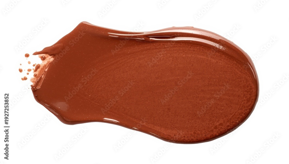 Fototapeta premium Brown circular nail polish stain on white background. Image from above