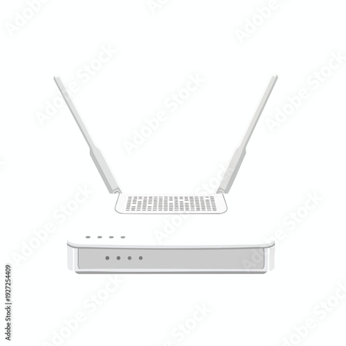 Modern Wireless Router with Two Antennas and Network Device