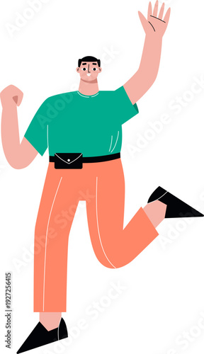 Excited man. Cheerful gesturing guy in active pose