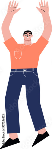 Greeting guy. Happy friendly person color character