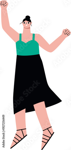 Celebrating woman. Achievement success. Female character joy