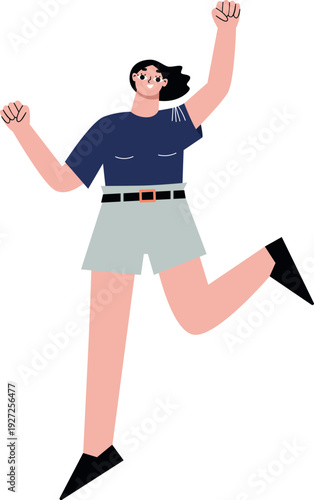 Happy smiling woman. Joyful person celebration activity