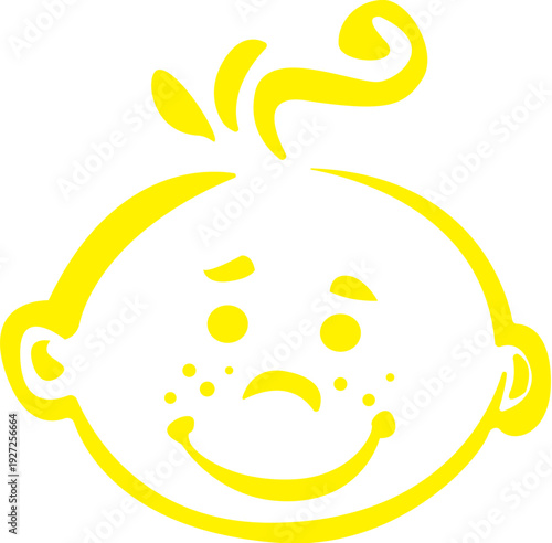 Happy smiling baby face expression, continuous one line drawing minimalist vector