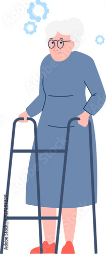 Cognitive problem icon. Old woman with mind disease