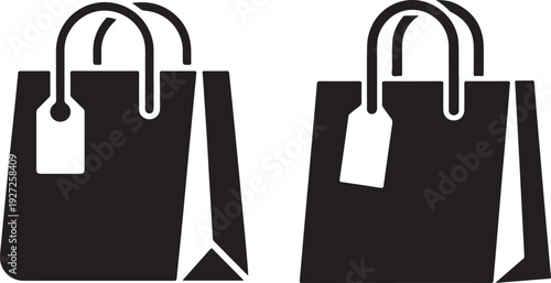 Shopping bag icons with tags, symbolizing retail, commerce, and purchases.