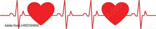 Heartbeat pattern with red hearts symbolizing love and life