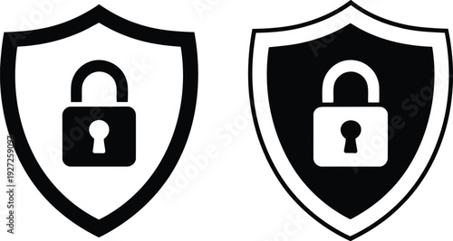 Two shields with padlocks representing security and protection concepts.