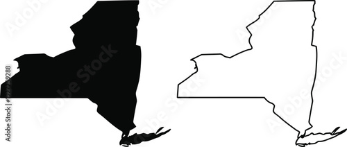 Comparison of two different outlines of the state of new york.