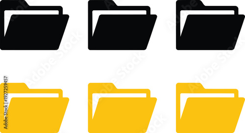 Organized folders in black and yellow color scheme for data management.