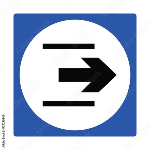 Exit Icon Blue Sign – Right Arrow Direction Symbol for Emergency Exit Door, Building Egress, Office, Store, Public Facility and Wayfinding Design
