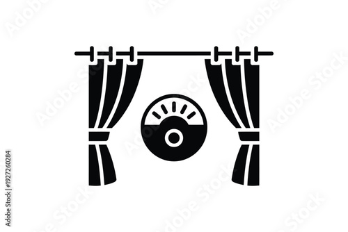 Black and White Retro Turntable Vinyl Record Icon