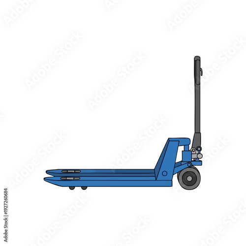 Blue pallet truck or pallet jack on white background