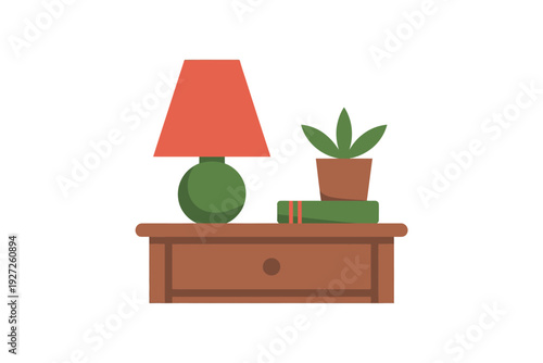 Minimalist Desk Lamp on Wooden Table Illustration