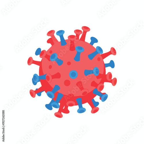Virus cell illustration red and blue spikes