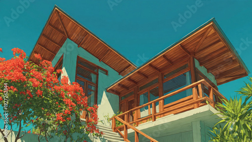 old house with flowers