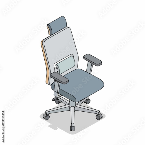 Isometric Detailed Modern Office Chair Ergonomic Design Furniture Illustration