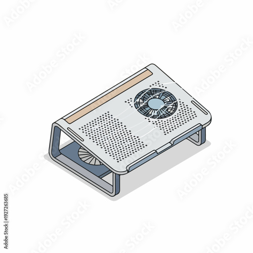 Isometric Detailed Laptop Cooling Stand Ergonomic Adjustable Riser for Home Office