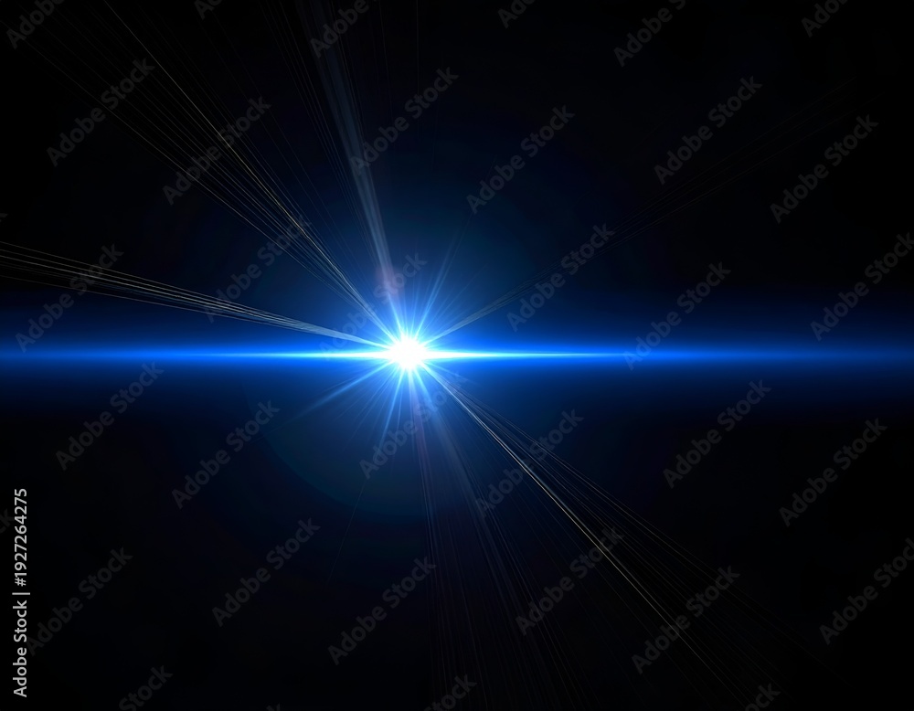 Obraz premium Bright blue lightburst with long rays emanating from a central source