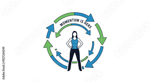 Business woman with momentum arrows vector icon