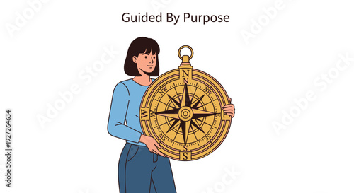 Woman holding compass vector