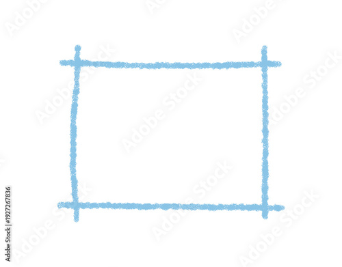 Chalk outline blue quote rectangle frame. Border text box in blue and white as modern background. Graphic element for speech, message or card, isolated on clean template.