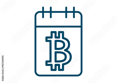 Notebook with Bitcoin Crypto Currency Symbol