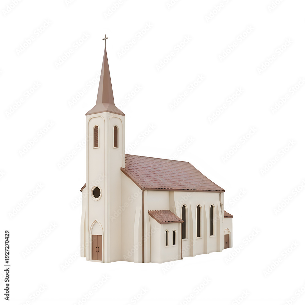Fototapeta premium Easter sunday 3d icon - church illustration for religious celebration
