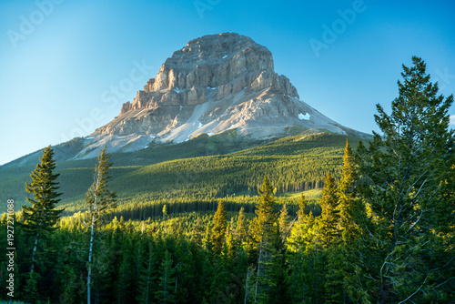Canada, Alberta, Coleman.  Crowsnest Mountain above the Crowsnest Pass on highway 3.