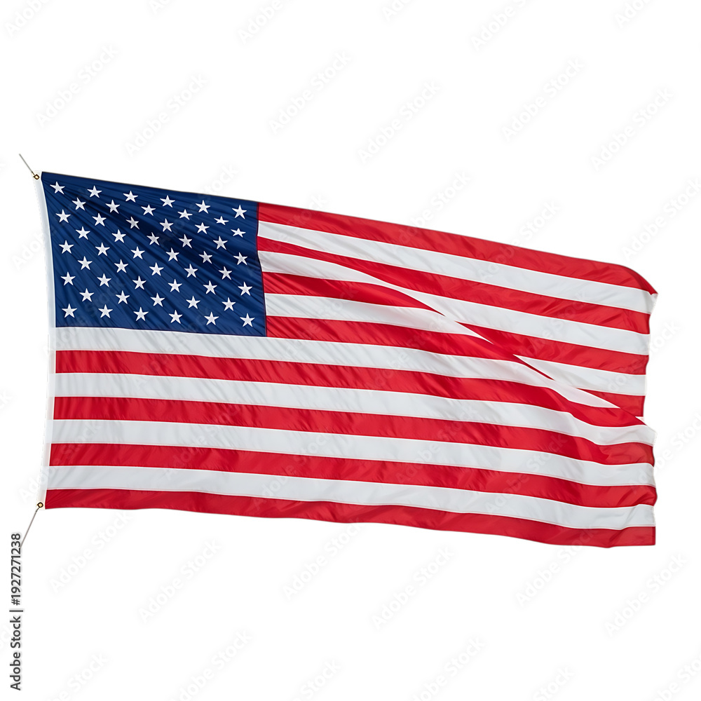 Fototapeta premium 3D American flag waving on black background with fifty white stars usa flag of united states stars and stripes