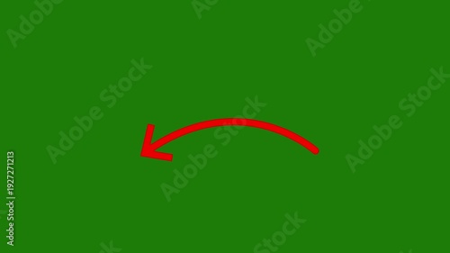 Green screen with red arrow pointing left curved motion transition animation.