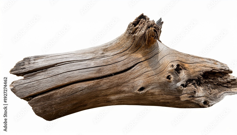 Fototapeta premium dried dead tree trunk weathered driftwood cut out