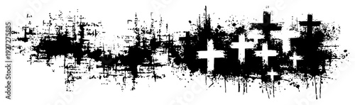 Grunge graveyard crosses abstract splatter design element