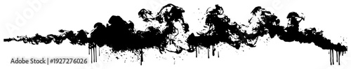 Grunge horizontal smoke cloud ink splatters abstract design